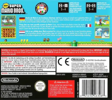New Super Mario Bros. (Europe) (En,Fr,De,Es,It) (Demo) (Kiosk, Y78P) box cover back